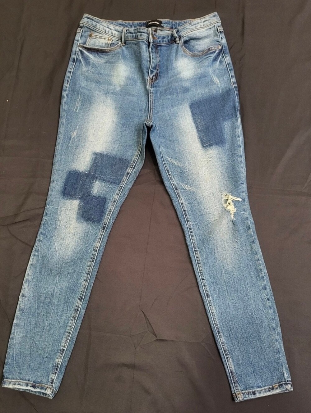 Joe Boxer Patch Design Blue Skinny Jeans Women Size 15